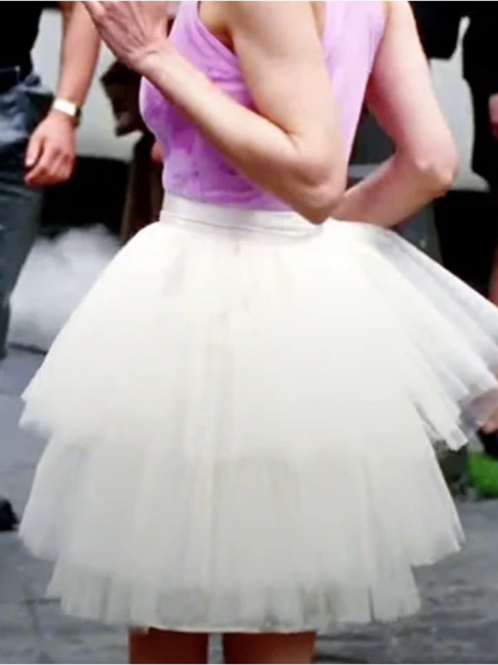AKIRA White Tiered Tulle Circle Skirt